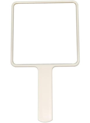 lasenersm lasenersm 1 Piece Travel Handheld Mirror Square Cosmetic Hand Mirror Travel Makeup Mirror Hand Held Mirror Plastic Cosmetic Mirror Makeup Hand Mirror with Handle, White 