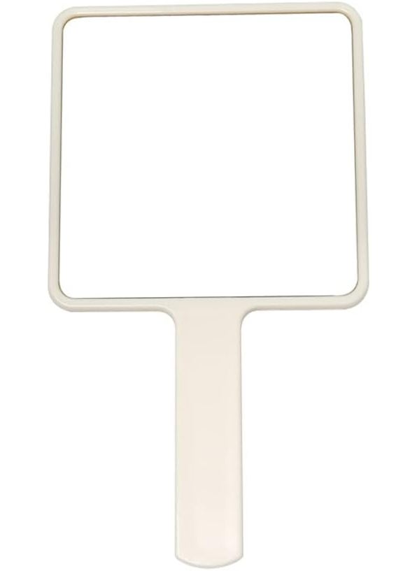 lasenersm lasenersm 1 Piece Travel Handheld Mirror Square Cosmetic Hand Mirror Travel Makeup Mirror Hand Held Mirror Plastic Cosmetic Mirror Makeup Hand Mirror with Handle, White 