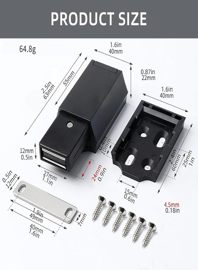 VICTAC Heavy Duty Push to Open Door Catch, Cabinet Push Magnet Magnetic Touch Latches Hidden Door Latch Push to Release Tip on Closet Strong Pop Out Black 1 pcs - Image 5