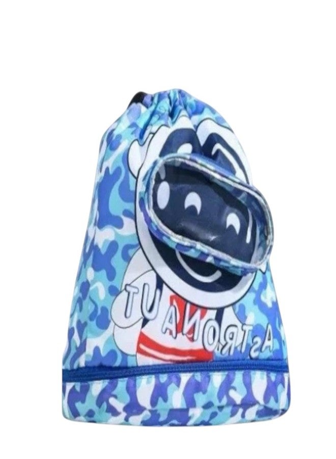 Backpack Kids | Waterproof Swimming Bags with Shoe Compartment | Cartoon Print Polyester Drawstring Backpack Kids | Travel Backpack | Swimming Bag | Activitiy Bag (Astronaut) - Image 1