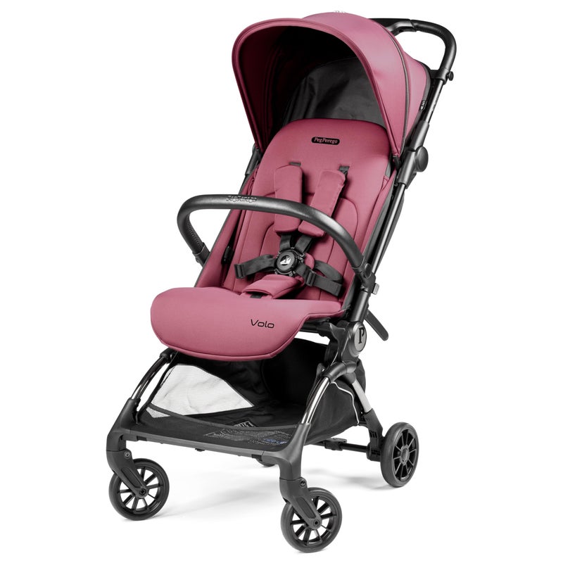Peg Perego Peg Perego Volo Ultra Lightweight Carry On Compliant Travel Stroller Adjustable Features Reclining Seat Designed for Everyday Comfort from Newborn to 50lbs Malva Dusty Rose