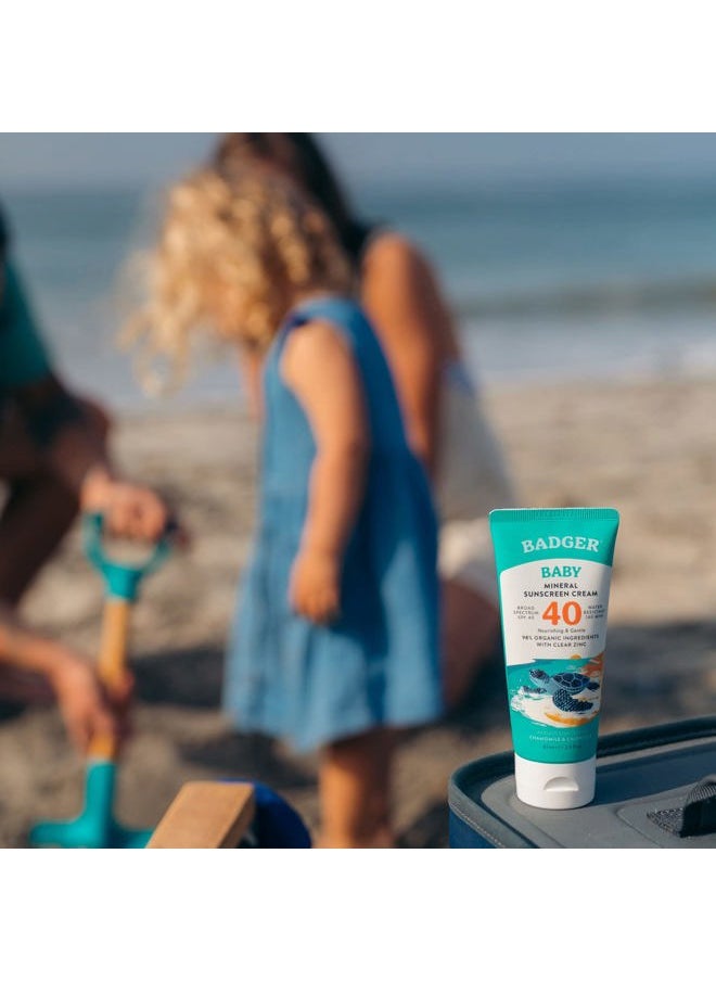 Badger Mineral Baby Sunscreen Cream SPF 40, 98% Organic Toddler Sunscreen with Zinc Oxide, Broad Spectrum, Reef Safe, Water Resistant, Pediatrician Tested Baby Sunblock for Sensitive Skin, 2.9 fl oz  - Image 4