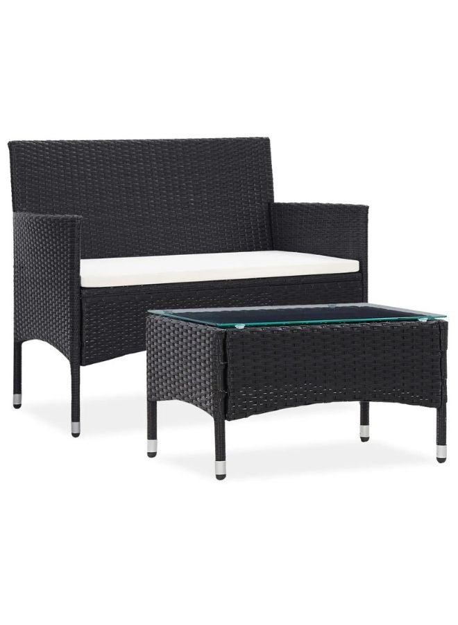 vidaxl vidaXL 2 Piece Garden Lounge Set with Cushion Poly Rattan Black  - Image 1