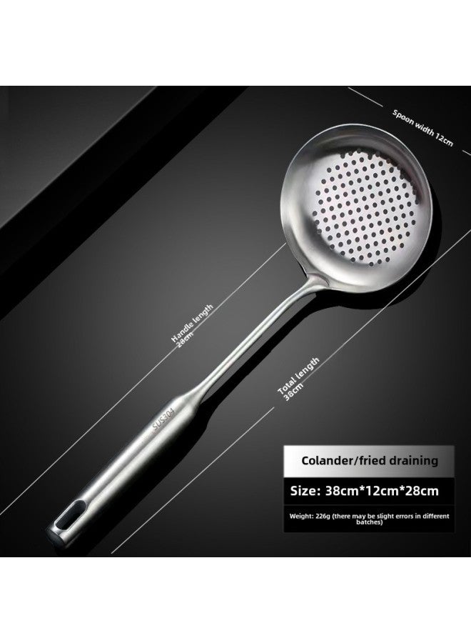 304 Long Handle Stainless Steel Pizza Shovel Household Kitchen Steak Shovel Pancake Fried Egg Leak Shovel Flat Pan Product-Color:304 German Technology  Full Length 38.5cm - Image 1