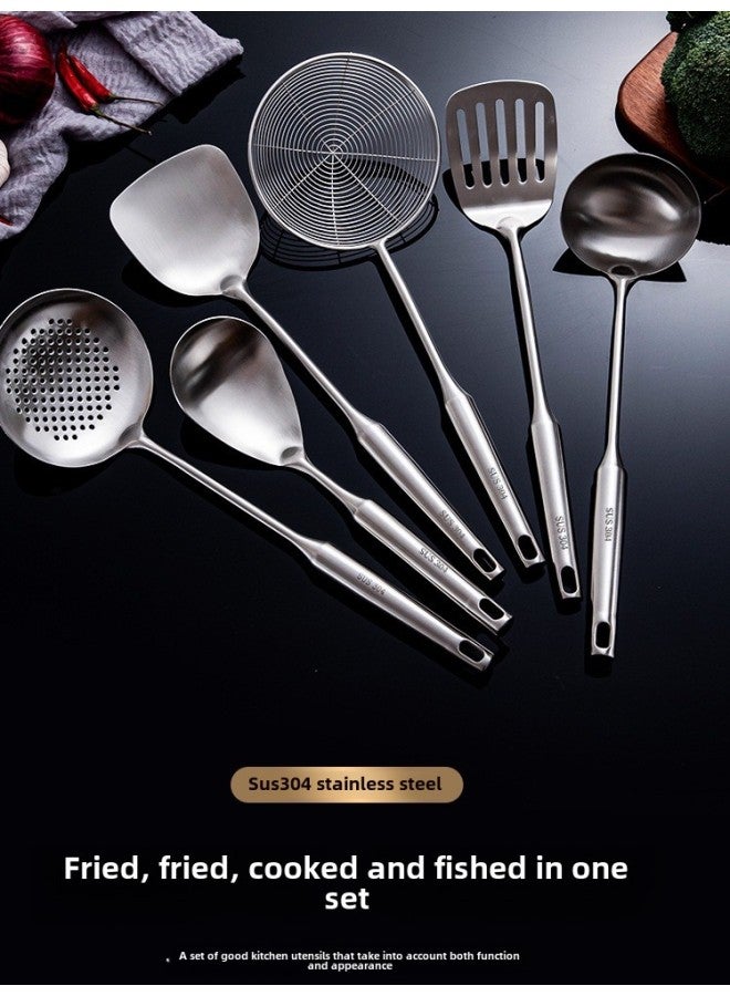 304 Long Handle Stainless Steel Pizza Shovel Household Kitchen Steak Shovel Pancake Fried Egg Leak Shovel Flat Pan Product-Color:304 German Technology  Full Length 38.5cm - Image 2
