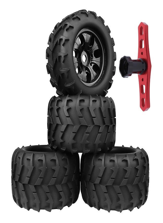 AllinRC PreGlued 1/8 RC Monster Truck Buggy Wheels and Tires 17mm Hex with Foam Inserts for Traxxas Maxx Tmaxx E-Revo 2.0 3.3 Arrma Kraton Typhon 6S HSP HPI Savage Flux Redcat Kaiju - Image 1
