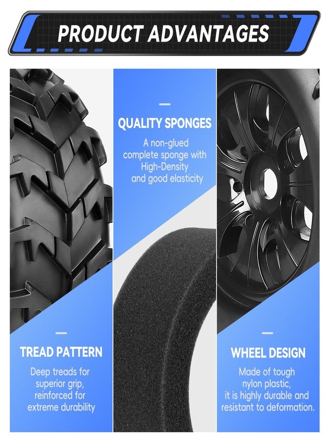 AllinRC PreGlued 1/8 RC Monster Truck Buggy Wheels and Tires 17mm Hex with Foam Inserts for Traxxas Maxx Tmaxx E-Revo 2.0 3.3 Arrma Kraton Typhon 6S HSP HPI Savage Flux Redcat Kaiju - Image 5
