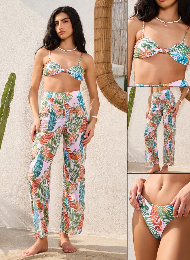 Styli Pack of 3 - Palm Leaf Multi Print Padded Bikini, Brief and Loose Fit Pants - Image 2