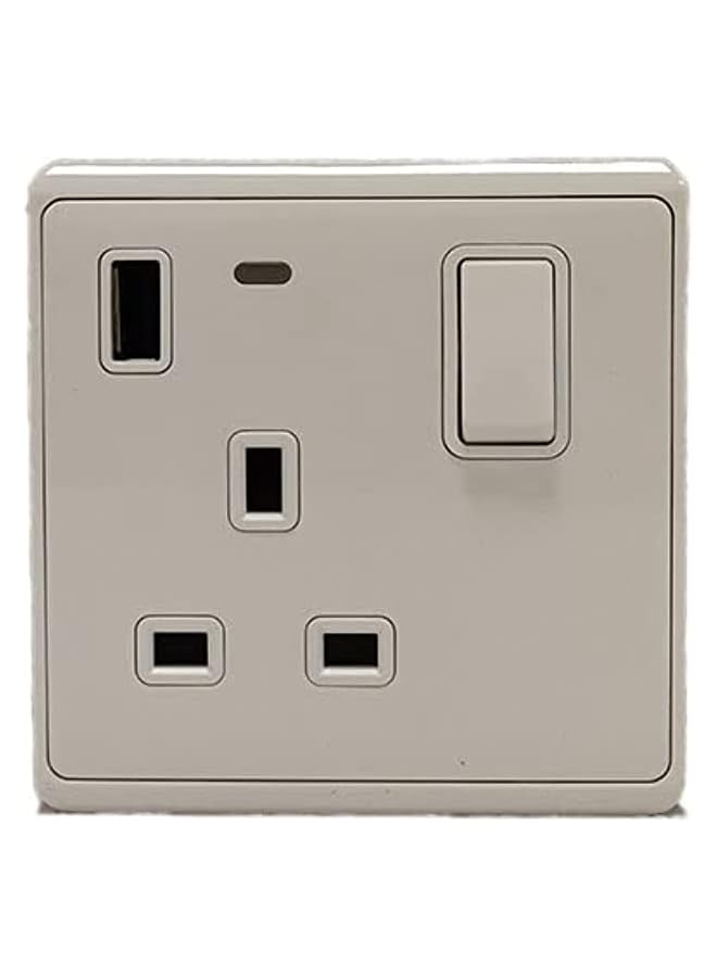 REXTON مقبس بي إس مع مفتاح 1-جانج SP 13A 250V مع ضوء نيون وشاحن USB 5V 2.1A - Image 1