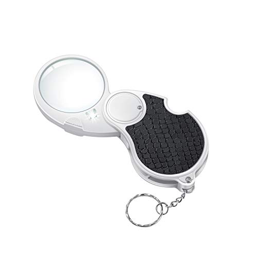 TECHSHARE Magnifying Glass with Light Lighted Magnifying Glass 5X Handheld Pocket Magnifier Small Illuminated Folding Hand Held Lighted Magnifier for Reading Coins Hobby Travel 45 Mm Diameter