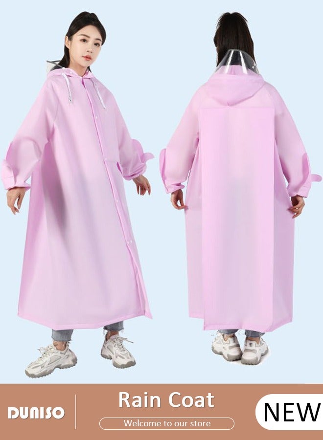 DUNISO Adult Rain Coat, Emergency Rain Coats for Women with Hood and Drawstring, Reusable Outdoor Waterproof Thick Rain Ponchos for Adults, Portable EVA One-piece Rain Jacket Ponchos Adult for Family Fishing Travel - Image 1