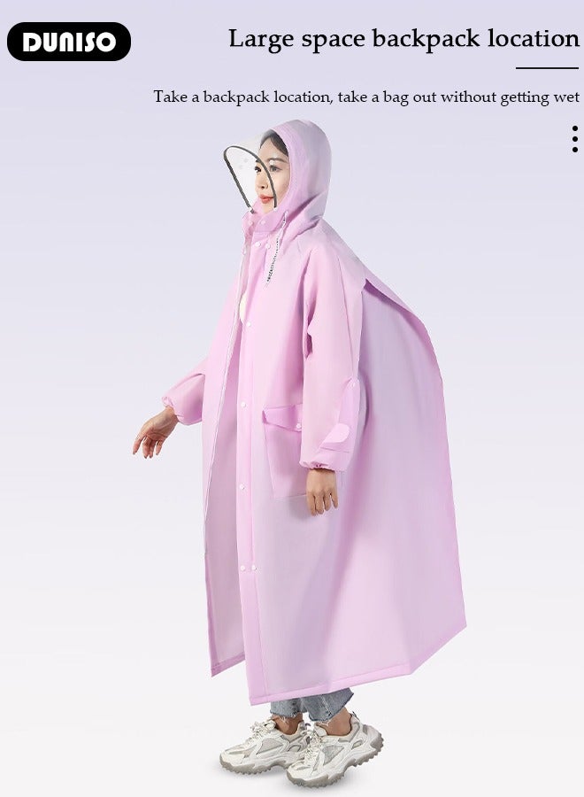 DUNISO Adult Rain Coat, Emergency Rain Coats for Women with Hood and Drawstring, Reusable Outdoor Waterproof Thick Rain Ponchos for Adults, Portable EVA One-piece Rain Jacket Ponchos Adult for Family Fishing Travel - Image 3
