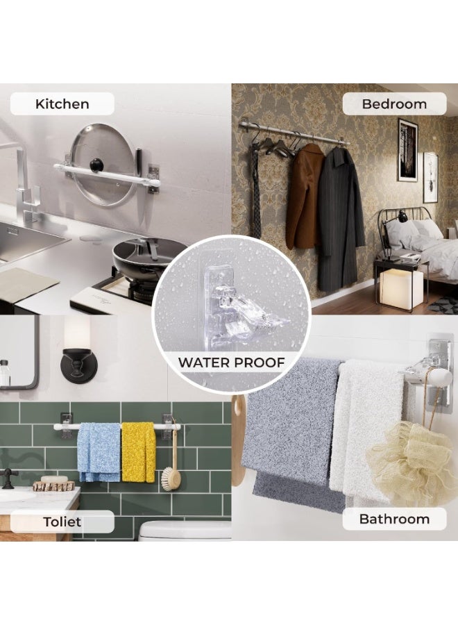 2PCS No Drill Curtain Rod Brackets, Heavy Duty Self Adhesive Hooks No Tools Needed Adjustable for Bathroom Kitchen Living Room - Image 2