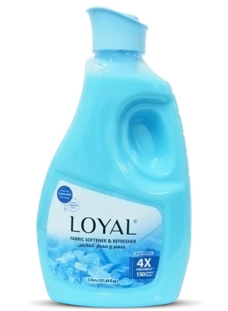 Loyal Fabric Softener And Freshener with Blue Petals Fragrance Capsule 4X Freshness, up to 150 Loads | 3000 ML | 101.44 fl oz - Image 1