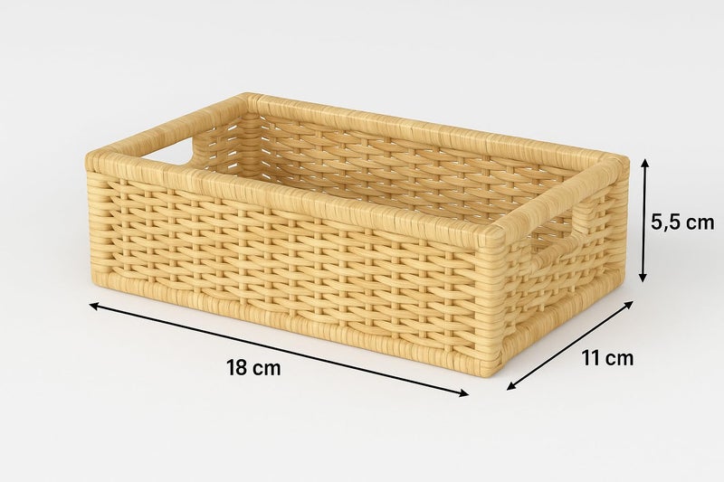 AKWAY Handmade Wicker Basket for Cloth, Storage Basket, Bin Organizer for Toiletry Cosmetic Towels Toys Bathroom Organizer Bamboo Wicker (18 L x 11 W x 5.5 H) - Image 5
