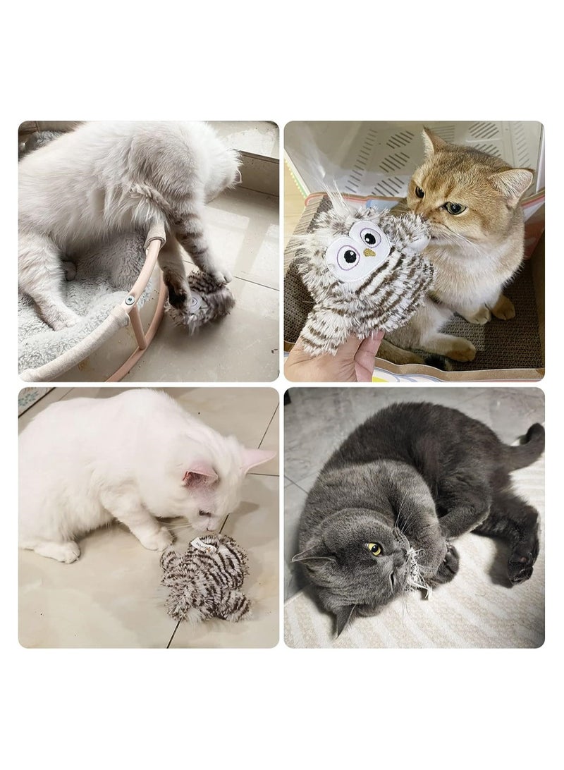 Excefore ألعاب قطة بومة بأجنحة تفاعلية، لعبة بومة تشد الانتباه قابلة لإعادة الشحن مع النعناع البري، ألعاب طيور تطير بأجنحة تضرب تلقائياً لقطة للعب بمفردها في الداخل، لا ملل أبداً - Image 3