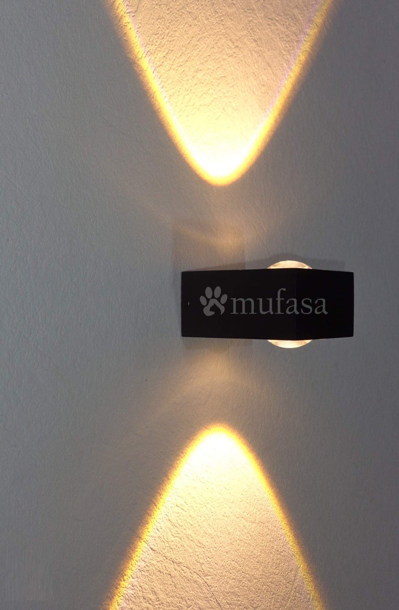 Mufasa 6 Watts Up-Down Light 2 Way Indoor Outdoor Wall Highlighter Perfect for Gate, Entrance, Path Rectangular Shape Waterproof Lamp (8cm) (Warm White, Aluminum) - Image 3