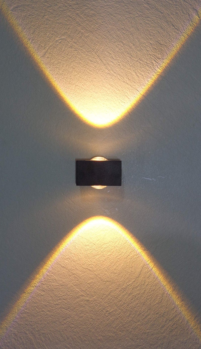 Mufasa 6 Watts Up-Down Light 2 Way Indoor Outdoor Wall Highlighter Perfect for Gate, Entrance, Path Rectangular Shape Waterproof Lamp (8cm) (Warm White, Aluminum) - Image 1