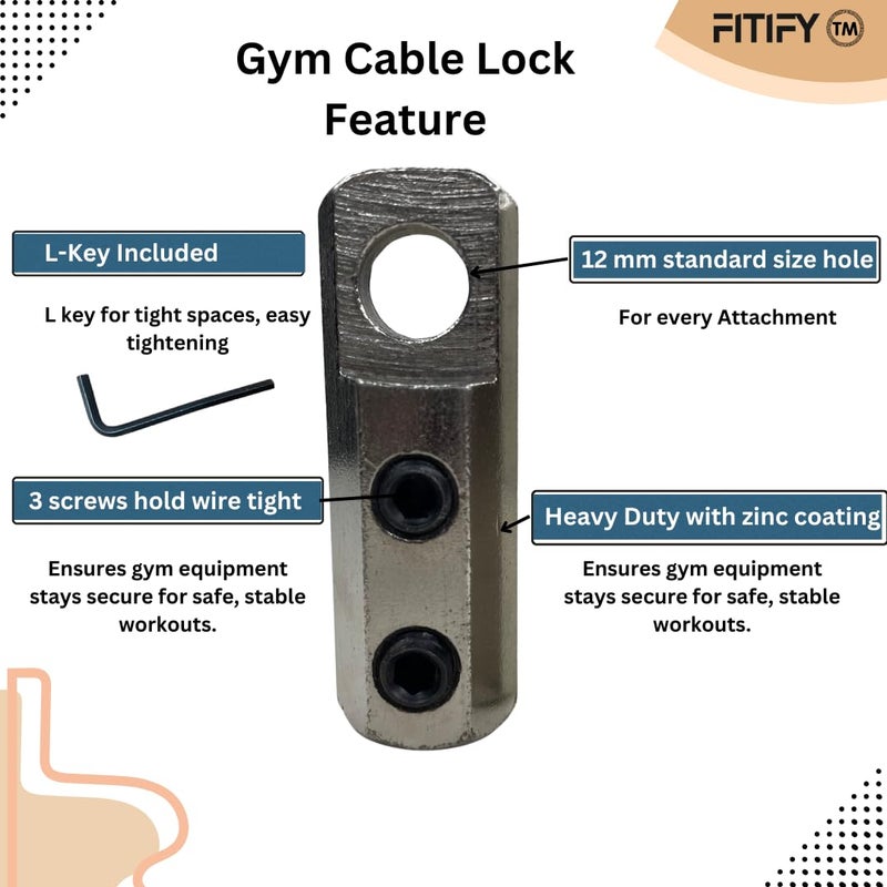 FITIFY Gym Machine Wire Connector Lock Set with Safety Screw & L Key (Standard, 8) - Image 1