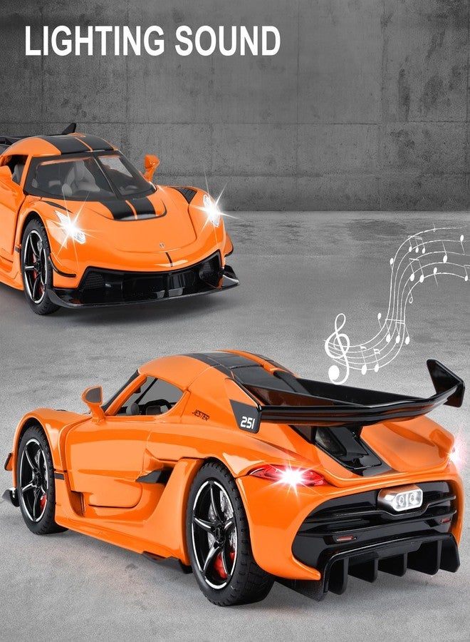 SASBSC Toy Cars for Kids 1/22 Koenigsegg Jesko Die Cast Metal Toy Cars (Orange) - Image 4