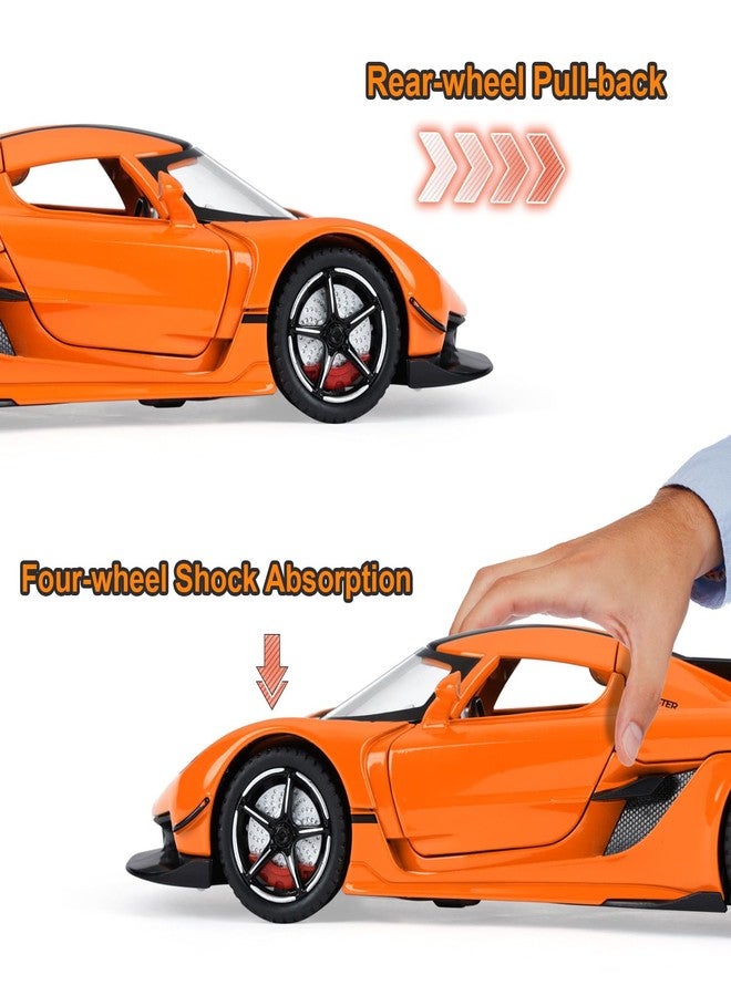 SASBSC Toy Cars for Kids 1/22 Koenigsegg Jesko Die Cast Metal Toy Cars (Orange) - Image 3