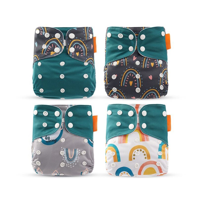 Cloth Diaper: Multicolor, Premium Breathable Waterproof Fabric, Washable Reusable - Adjustable 36cm To 46cm, Insert Opening For Stronger Absorbency - Diaper Insert Compatible Cloth Diaper For Babies A - Image 1