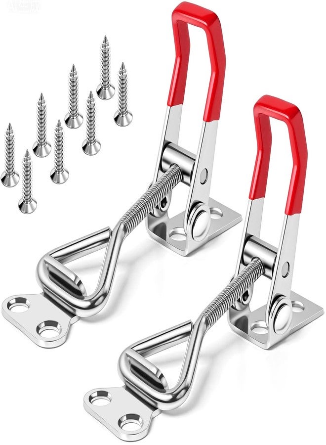 houya 2 Pack Toggle Latch Clamp 4001 Adjustable 304 Stainless Steel Toggle Hasp Latches for Smoker Lid Jig Freezer Door Cooler Box Case Trunk Draw Chest, Quick Release 330Lbs Holding Capacity - Image 1