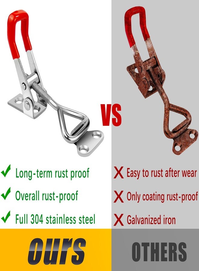 houya 2 Pack Toggle Latch Clamp 4001 Adjustable 304 Stainless Steel Toggle Hasp Latches for Smoker Lid Jig Freezer Door Cooler Box Case Trunk Draw Chest, Quick Release 330Lbs Holding Capacity - Image 3