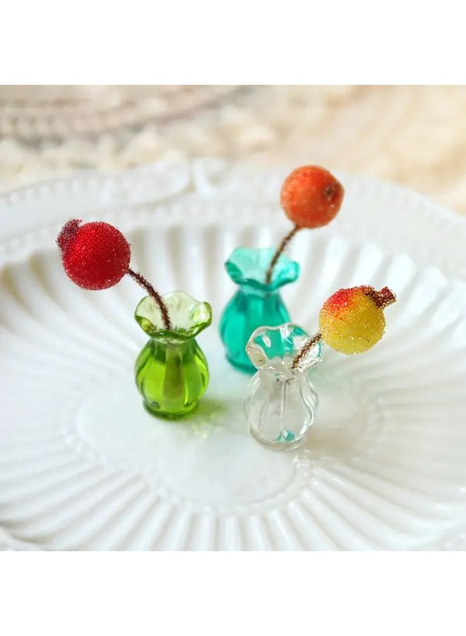 Burgundy Plastic Mini Vases 3pcs Vintage Cylinder Planters Home Decor Dollhouse - Image 5