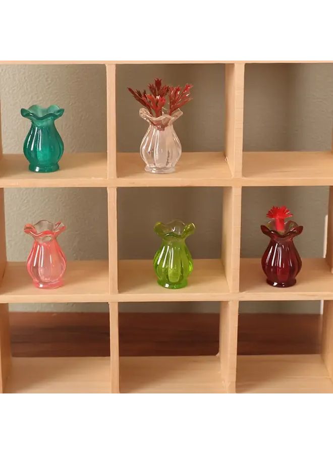 Burgundy Plastic Mini Vases 3pcs Vintage Cylinder Planters Home Decor Dollhouse - Image 2