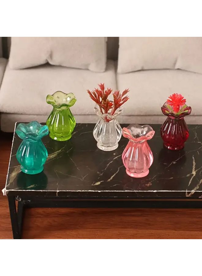 Burgundy Plastic Mini Vases 3pcs Vintage Cylinder Planters Home Decor Dollhouse - Image 1