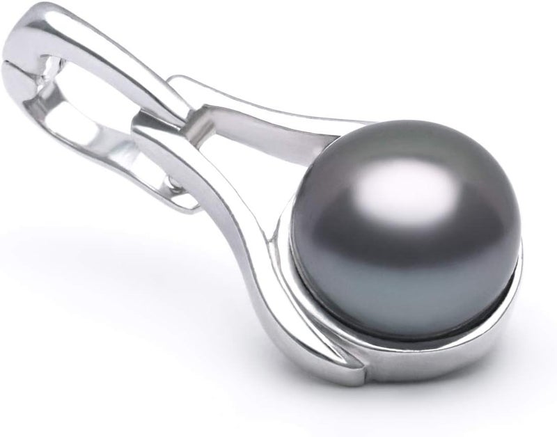 PearlsOnly قلادة لؤلؤة مزروعة من الفضة الإسترلينية 925 بجودة AA بحجم 9-10 مم للنساء - Image 1
