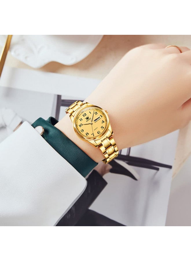 OLEVS Women Watches Business Dress Female Ladies for Small Wrist Watch Gold Stainless Steel Band Analog Quartz Day Date Waterproof Lady Watches - Image 1