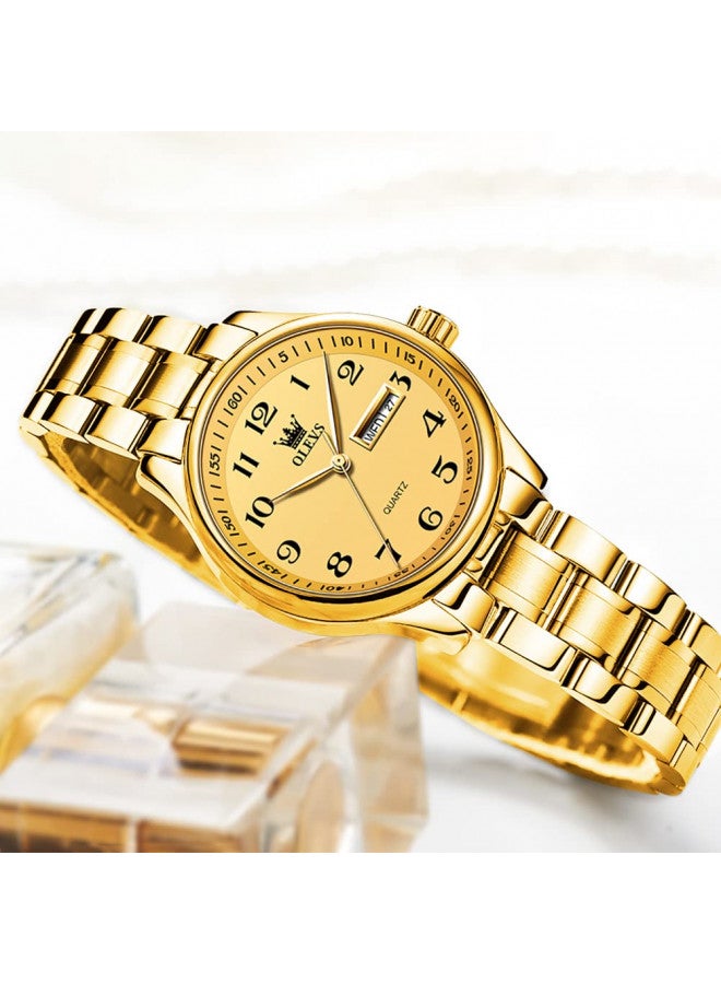 OLEVS Women Watches Business Dress Female Ladies for Small Wrist Watch Gold Stainless Steel Band Analog Quartz Day Date Waterproof Lady Watches - Image 3