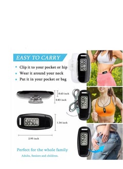 Y&D 3D Pedometer with Clip and Strap, Simple Walking Step Counter, USB Rechargeable Accurate Daily Target Monitor, Exercise Time  - Image 3