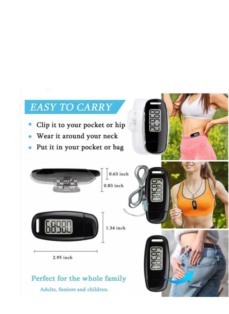 Y&D - 3D Pedometer with Clip and Strap, Simple Walking Step Counter, USB Rechargeable Accurate Daily Target Monitor, Exercise Time - Image 1
