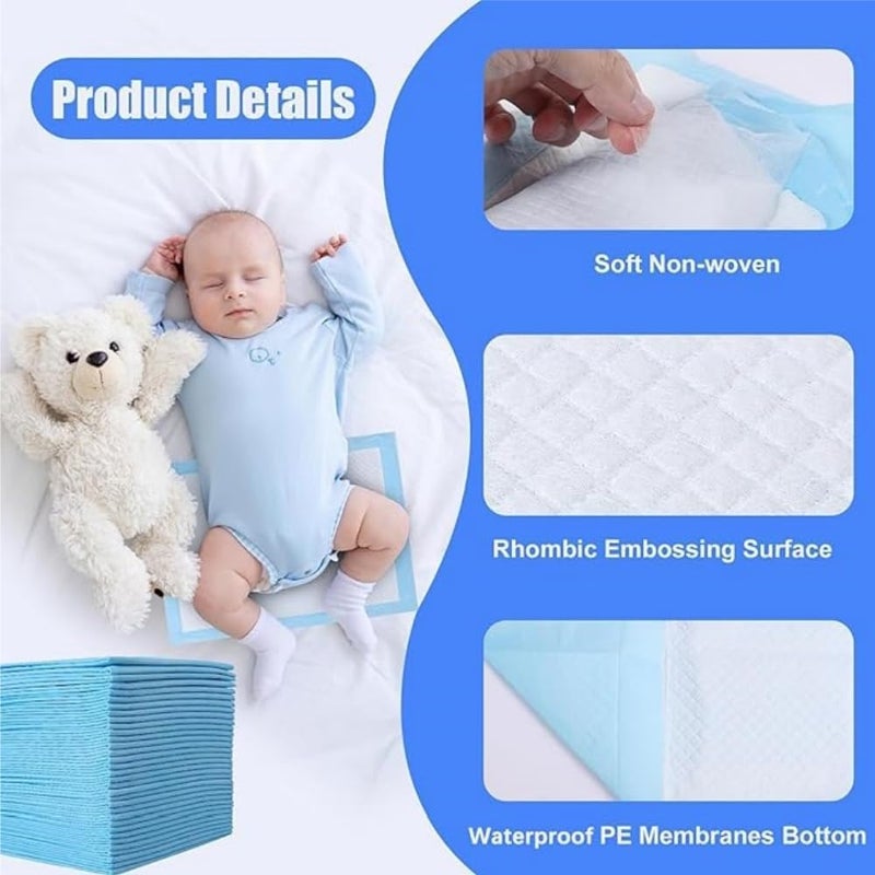 Baby Disposable Changing Pad,Baby Changing Mat for Leak-Proof Underpad Bed Table Protector Mat,Thickened Leak Proof Urine Pad,Highly Absorbent Urine Pad,Suitable for Baby Beds (18 * 24inches 50PCS) - Image 2