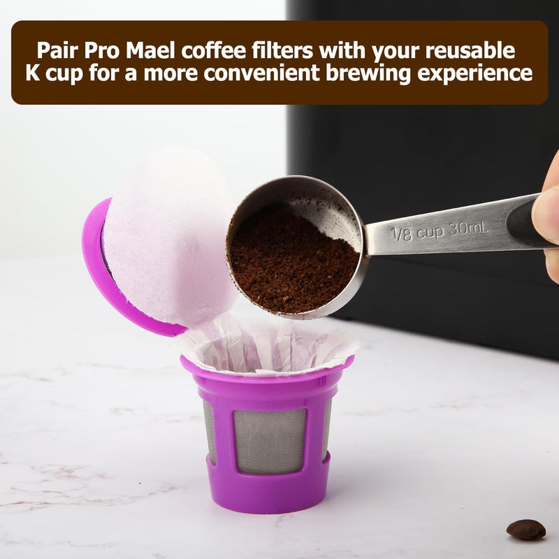 Pro Mael Disposable K Cup Filters with Lid, Coffee Filter Paper for Keurig Brewers Single Serve 1.0 and 2.0, Use with Reusable K Cup Pods (100 Count, Natural Unbleached) - Image 3