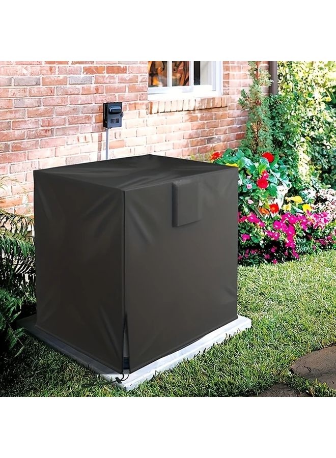 Black Durable Polyester Outdoor Air Conditioner Cover With Straps Year Round Use - Image 2