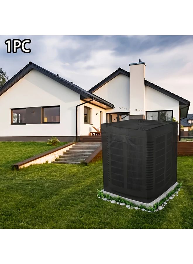 Black Durable Polyester Outdoor Air Conditioner Cover With Straps Year Round Use - Image 1