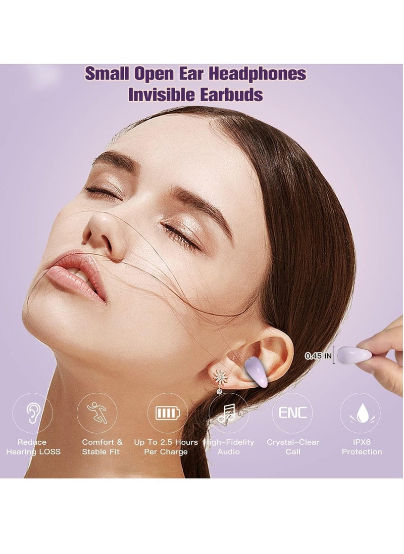 Wireless Bluetooth Open Ear Headphones with Bone Conduction Technology, Small Clip-On Earbuds with Mic for Safe Listening