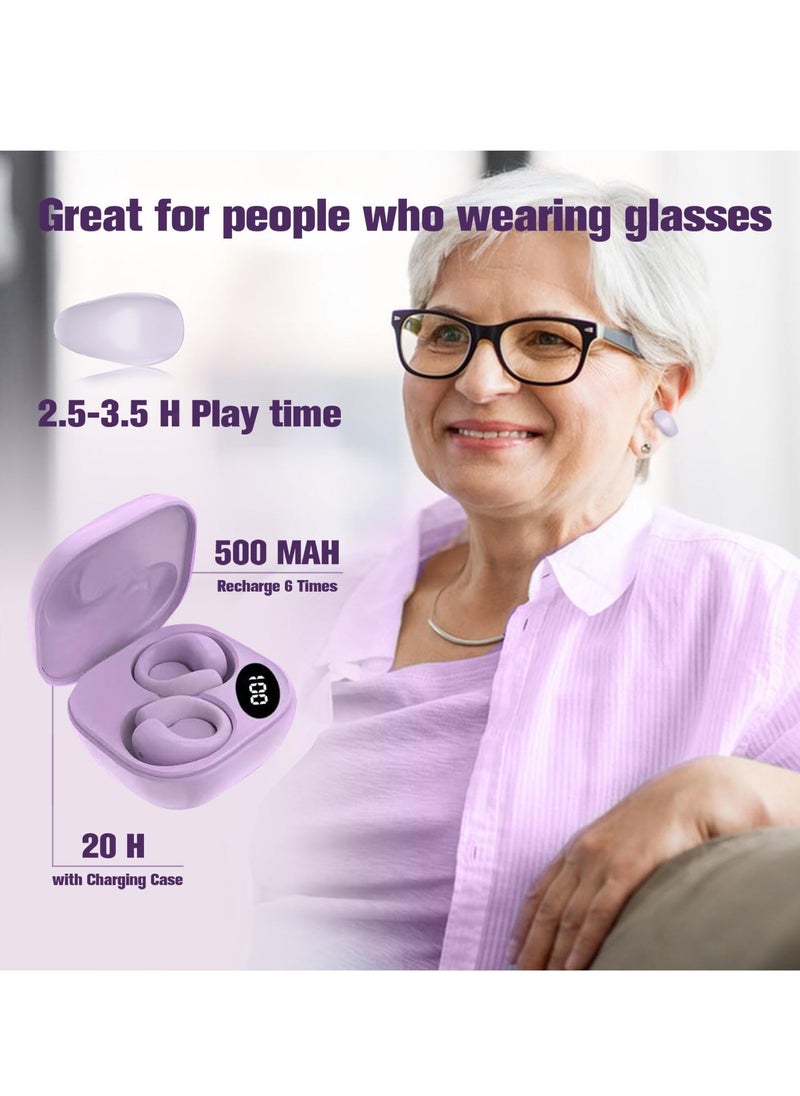 Wireless Bluetooth Open Ear Headphones with Bone Conduction Technology, Small Clip-On Earbuds with Mic for Safe Listening