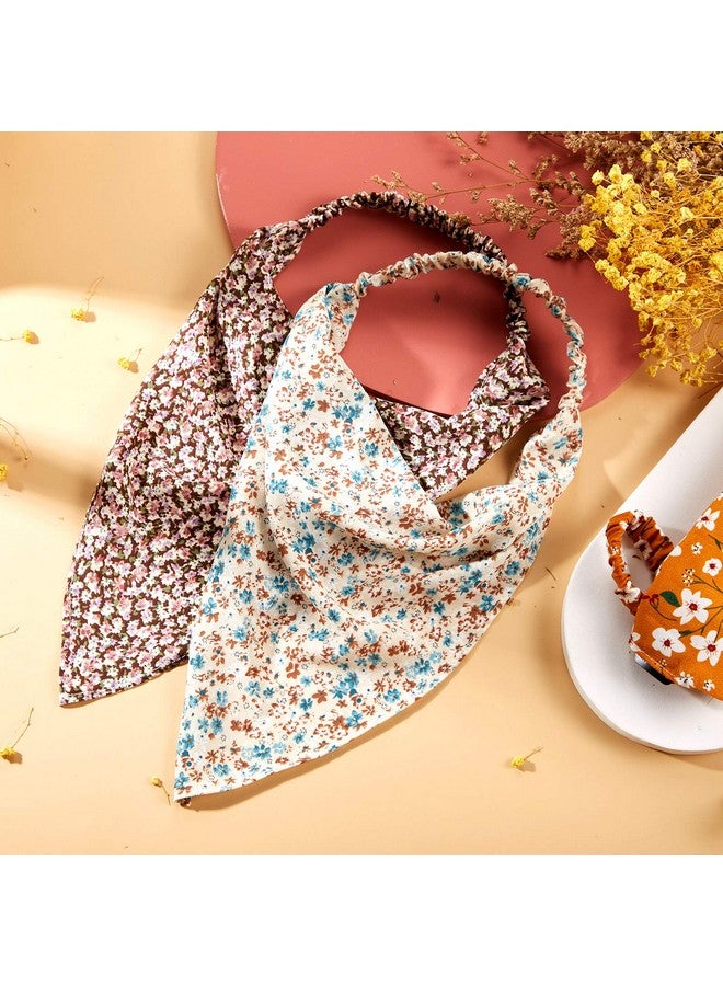 Syhood 9 Pieces Floral Elastic Hair Accessories - Vintage Chiffon Triangle Scarves, Headbands, Turbans, Boho Bandanas With Hair Clips For Women And Girls - Image 4