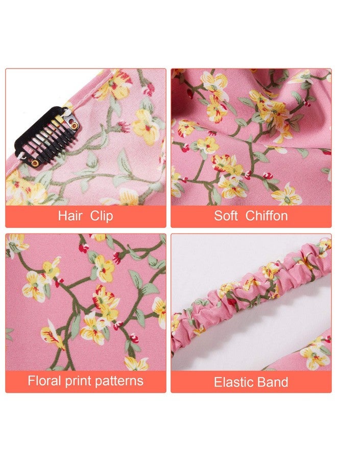 Syhood 9 Pieces Floral Elastic Hair Accessories - Vintage Chiffon Triangle Scarves, Headbands, Turbans, Boho Bandanas With Hair Clips For Women And Girls - Image 3