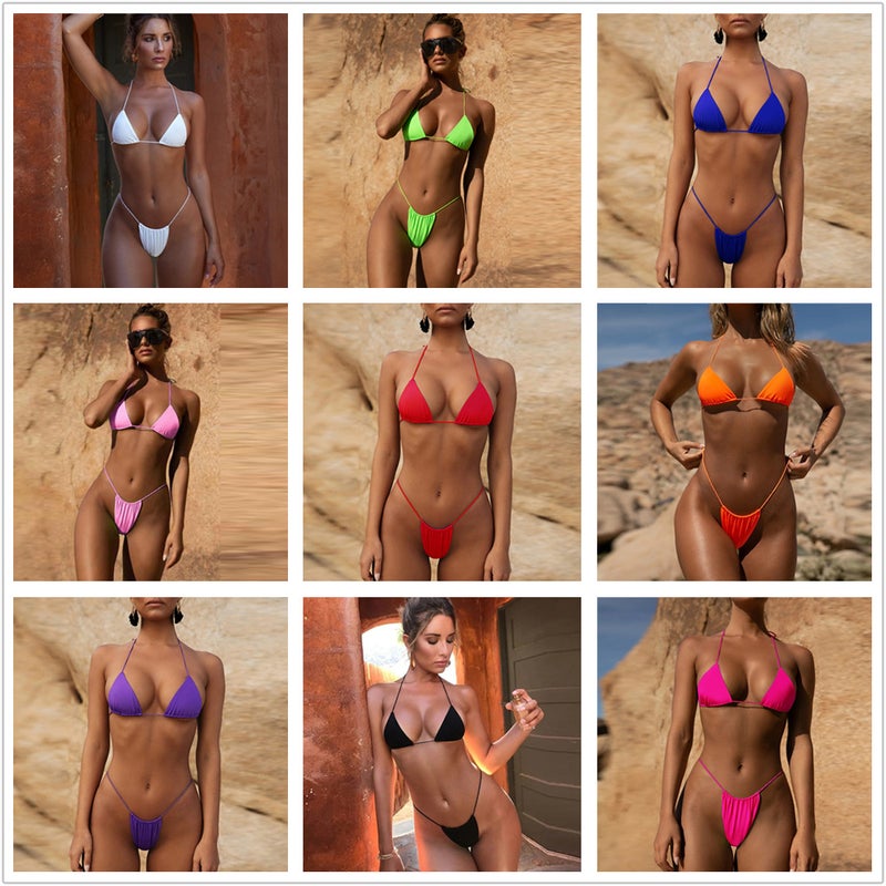 Foreign Trade Bikini New Split Women''s Swimwear Lace-up AliExpress for Good Selling at Low Price - Image 4
