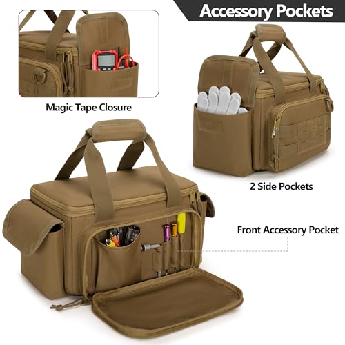 Rexmica Small Tool Bag with Anti-friction and Thick Padded Bottom, Tool Storage Organizer for Men, Tactical Bag, Range Bag, Multi-functional Work Tote for Repairman, Electrician, Carpenters (Khaki) - Image 3