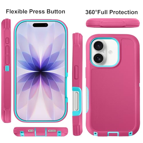 JGS for iPhone 17 Case 6.3", Military Grade 3 in 1 Heavy Duty Shockproof/Drop Proof Case with 2 Screen Protector + 2 Camera Lens Protector(Pink Blue) - Image 2