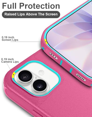 JGS for iPhone 17 Case 6.3", Military Grade 3 in 1 Heavy Duty Shockproof/Drop Proof Case with 2 Screen Protector + 2 Camera Lens Protector(Pink Blue) - Image 4