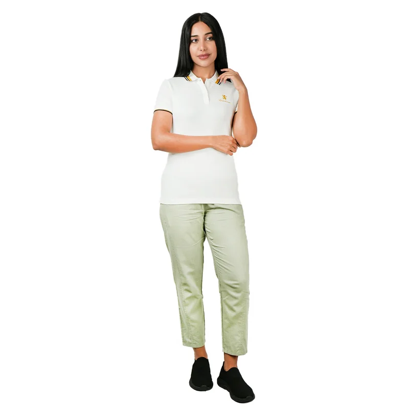 GIORDANO Women's Classic Cotton Pique Polo - Slim Fit, Embroidered Detail