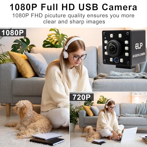 Magnolia 1080P Day&Night Vision USB Camera with Auto IR-Cut Switching, 166Degree Fisheye Lens Wide Angle Webcam, OV2710 30FPS/60FPS/120FPS High Speed Security Camera Plug&Play for Remote Monitoring/3D Printer - Image 3